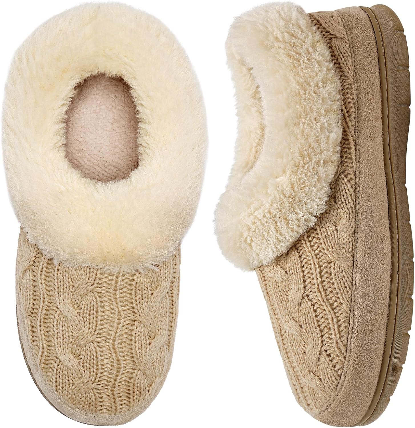 Slippers Women Fluffy Slippers Ladies Memory Foam Slippers Winter Warm Closed-ba...