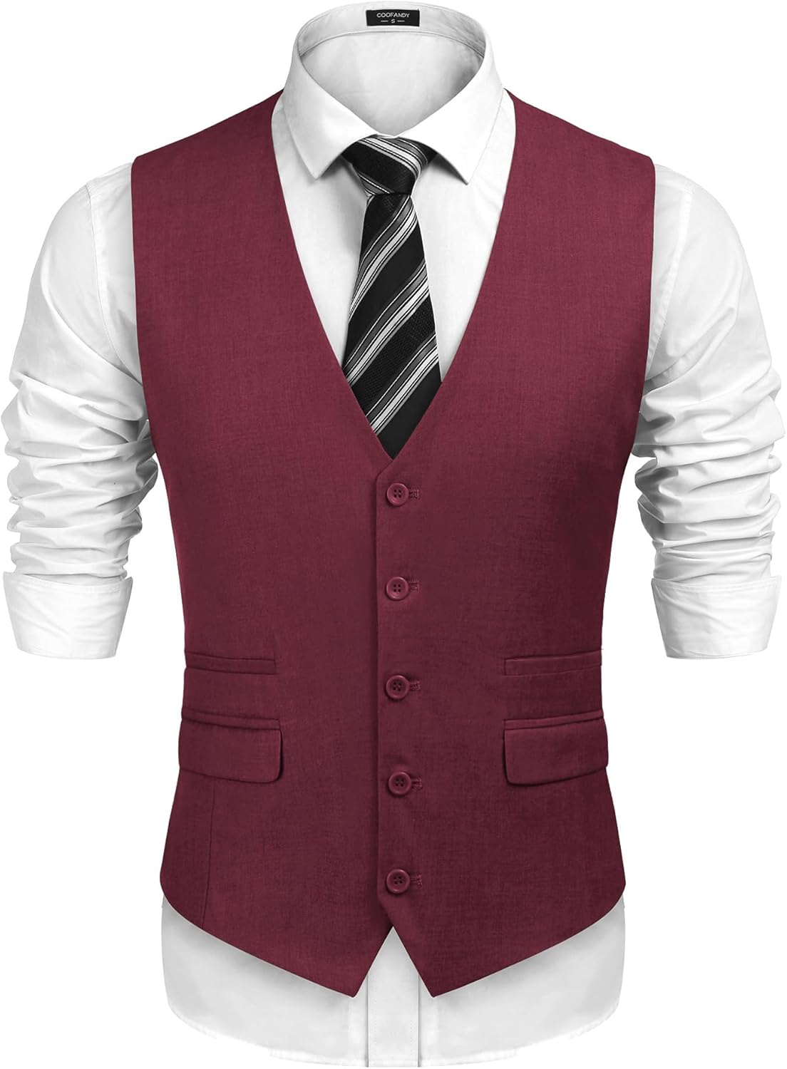 COOFANDY Mens Suit Vest Formal Dress Vest Slim Fit Buesiness Wedding Waistcoat W...