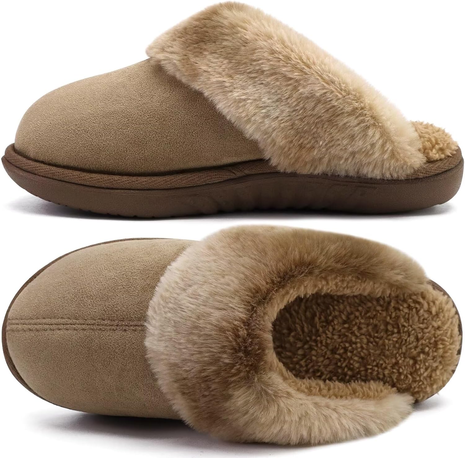 jiajiale Women's Memory Foam Slippers Ladies Slip On Arch Support Suede Scuff Sl...