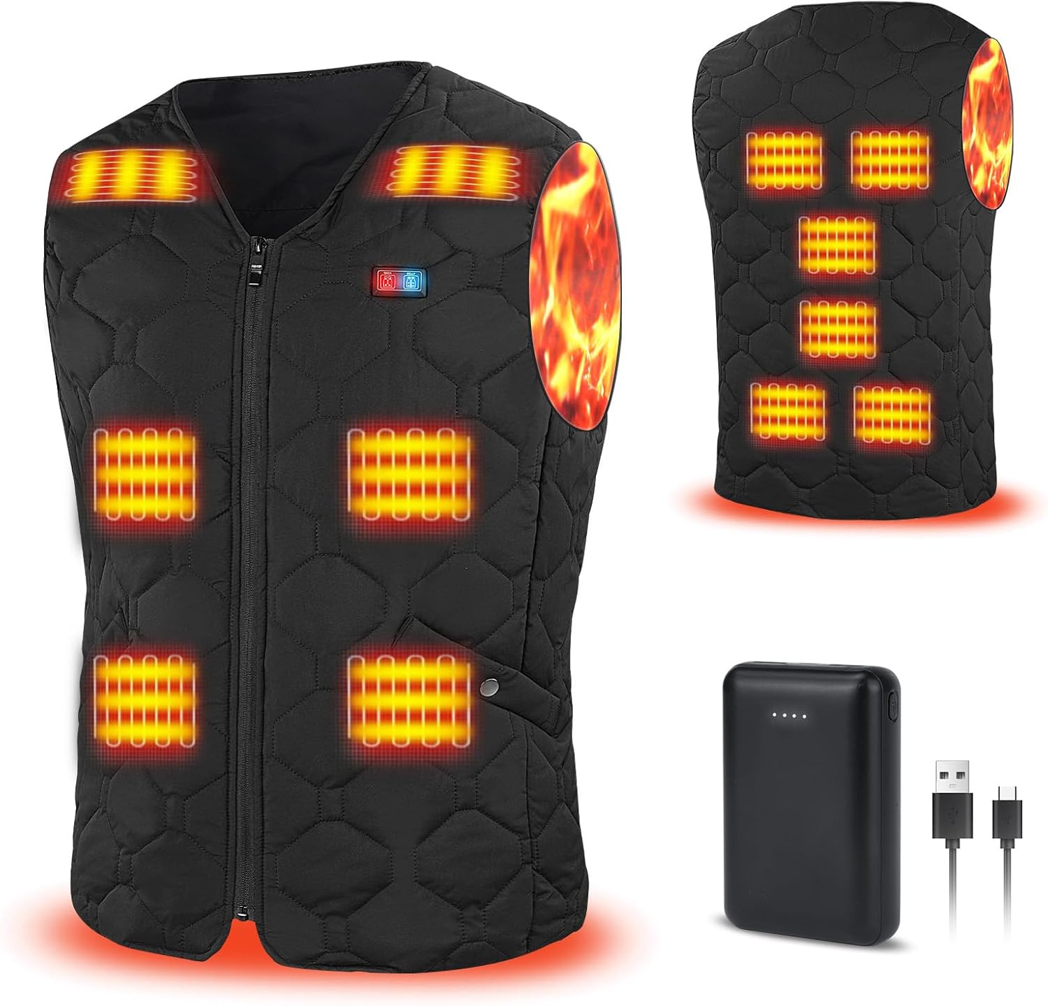 Rrtizan Heated Vest for Men and Women with Power Bank, Gilet, 3 Temperature Leve...