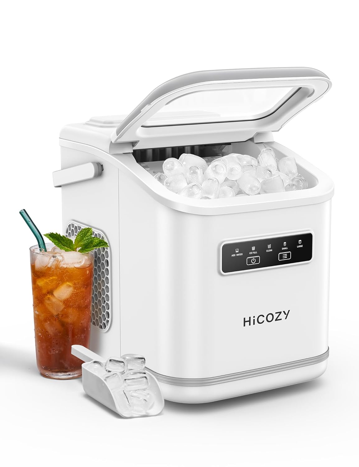 HiCOZY Countertop Ice Maker with Handle, Ice in 6Mins, 26 lbs/Day, Portable Ice...
