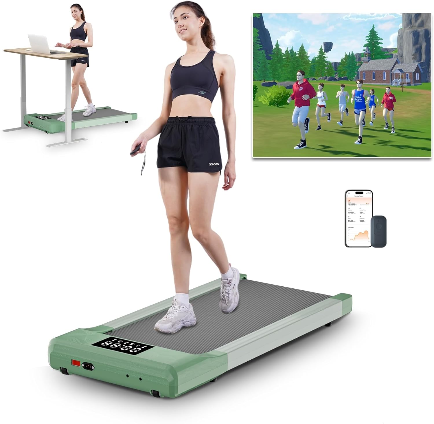DeerRun 2024 Raceable Walking Pad Treadmill Low Noise Under Desk Treadmills for...