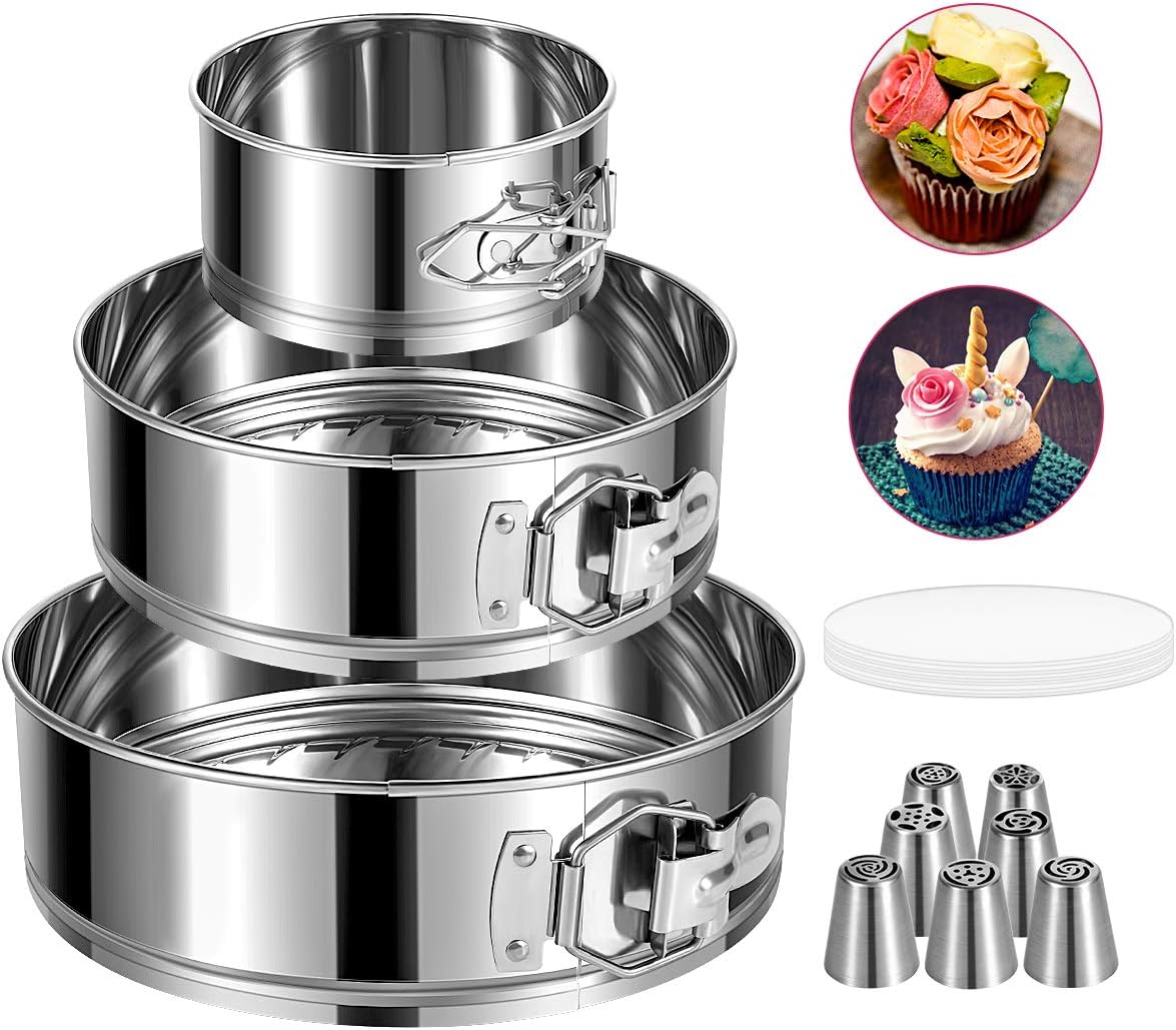 Springform Pan, Stainless Steel Springform Cake Pan, Leakproof & Nonstick Cheese...