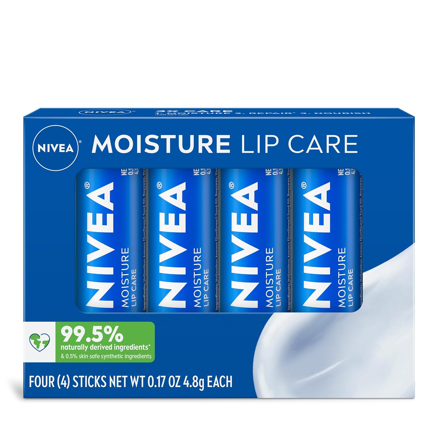 NIVEA Moisture Lip Care, Lip Balm Stick with Shea Butter, Jojoba Oil and Avocado...