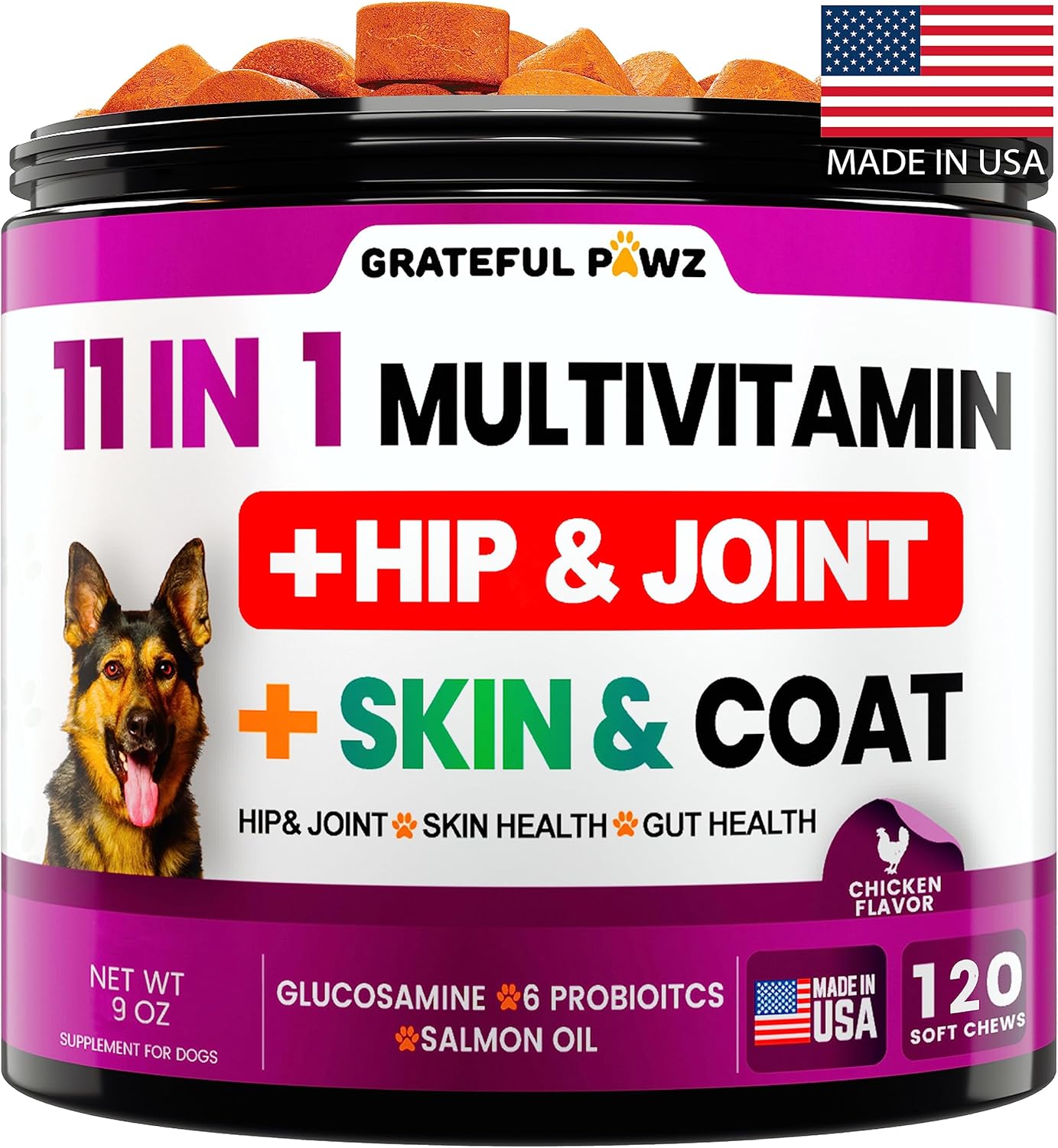 Dog Multivitamin Chewable with Glucosamine - Dog Vitamins and Supplements, Senio...