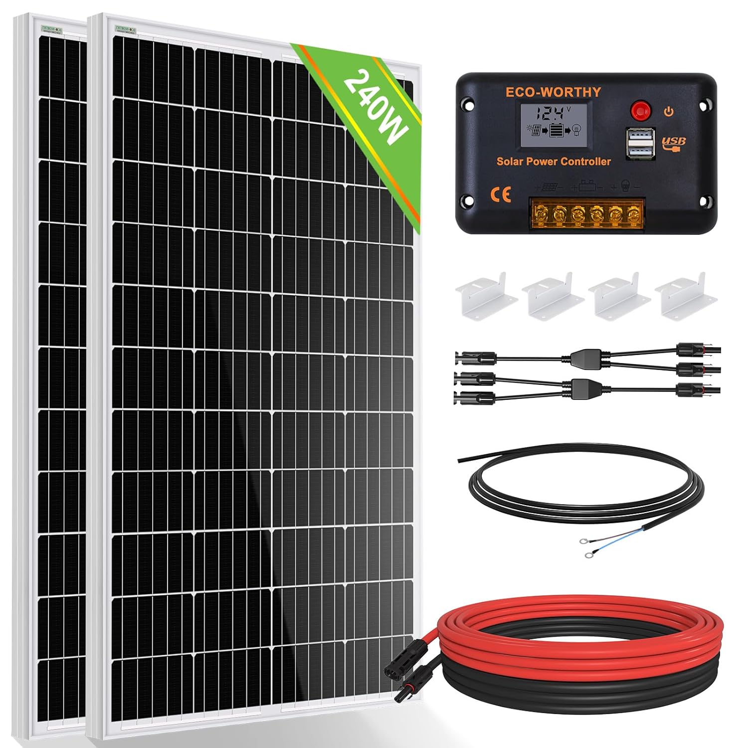 ECO-WORTHY 1KWH/Day Solar Panel Kit 240Watt 12Volt...