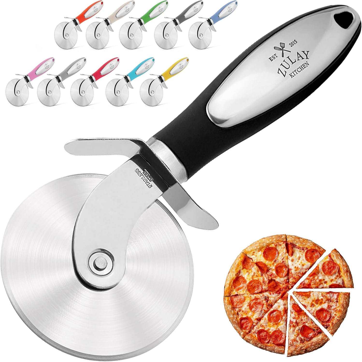 Zulay Premium Pizza Cutter - Steel Pizza Cutter Wheel - Food Grade Pizza Slicer...
