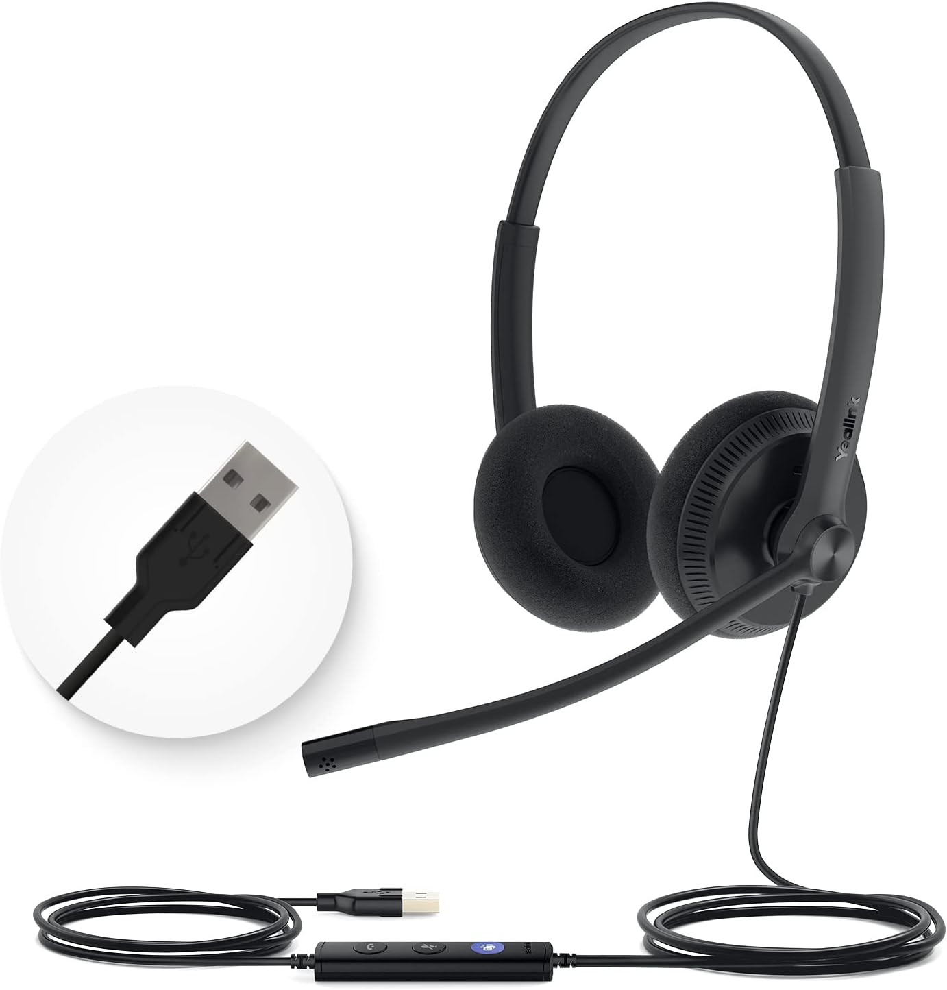 Yealink UH34 USB Headset with Mic,Stereo Wired Headphones with Noise Cancelling...