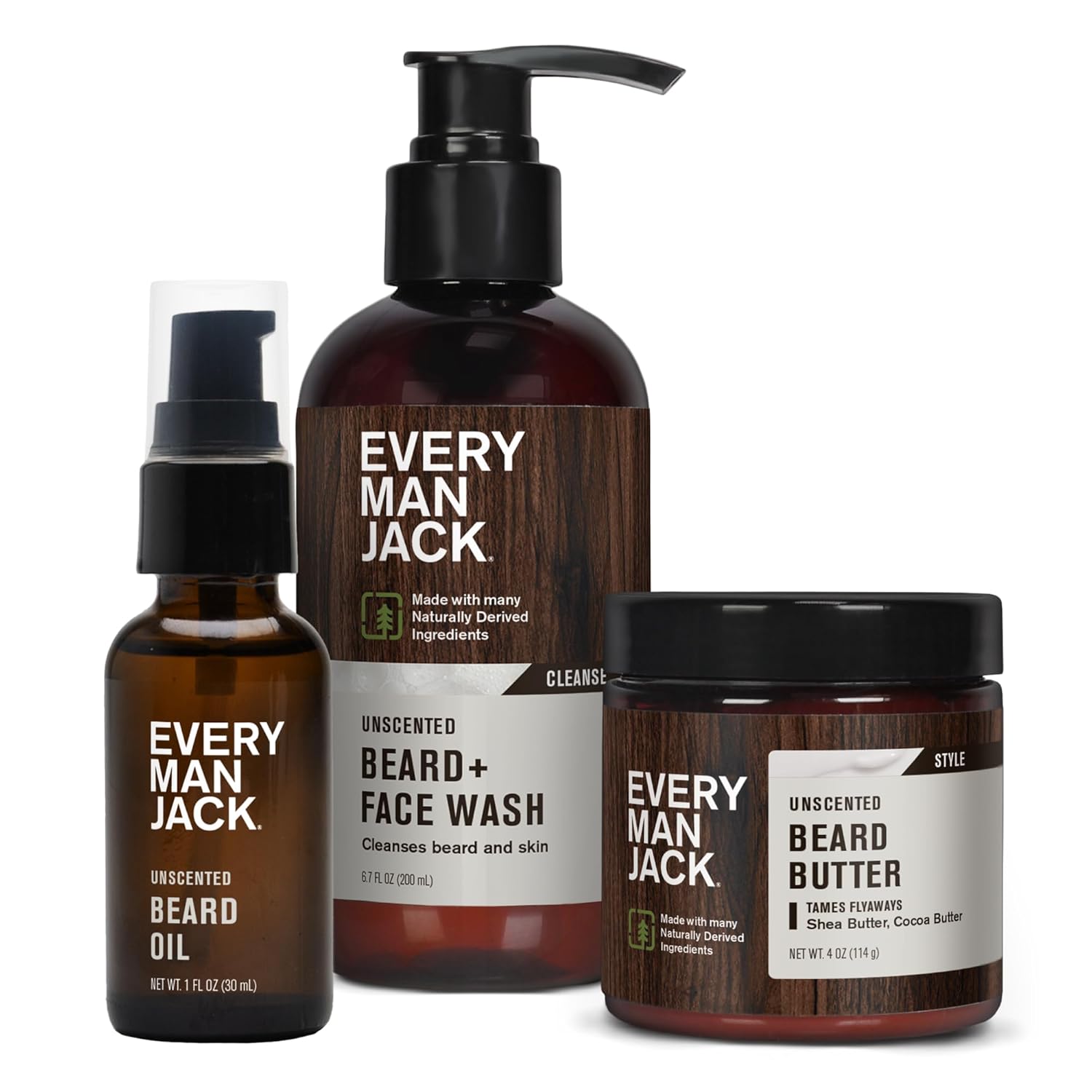 Every Man Jack Unscented Beard Bundle - Fragrance Free for Sensitive Skin - Cont...