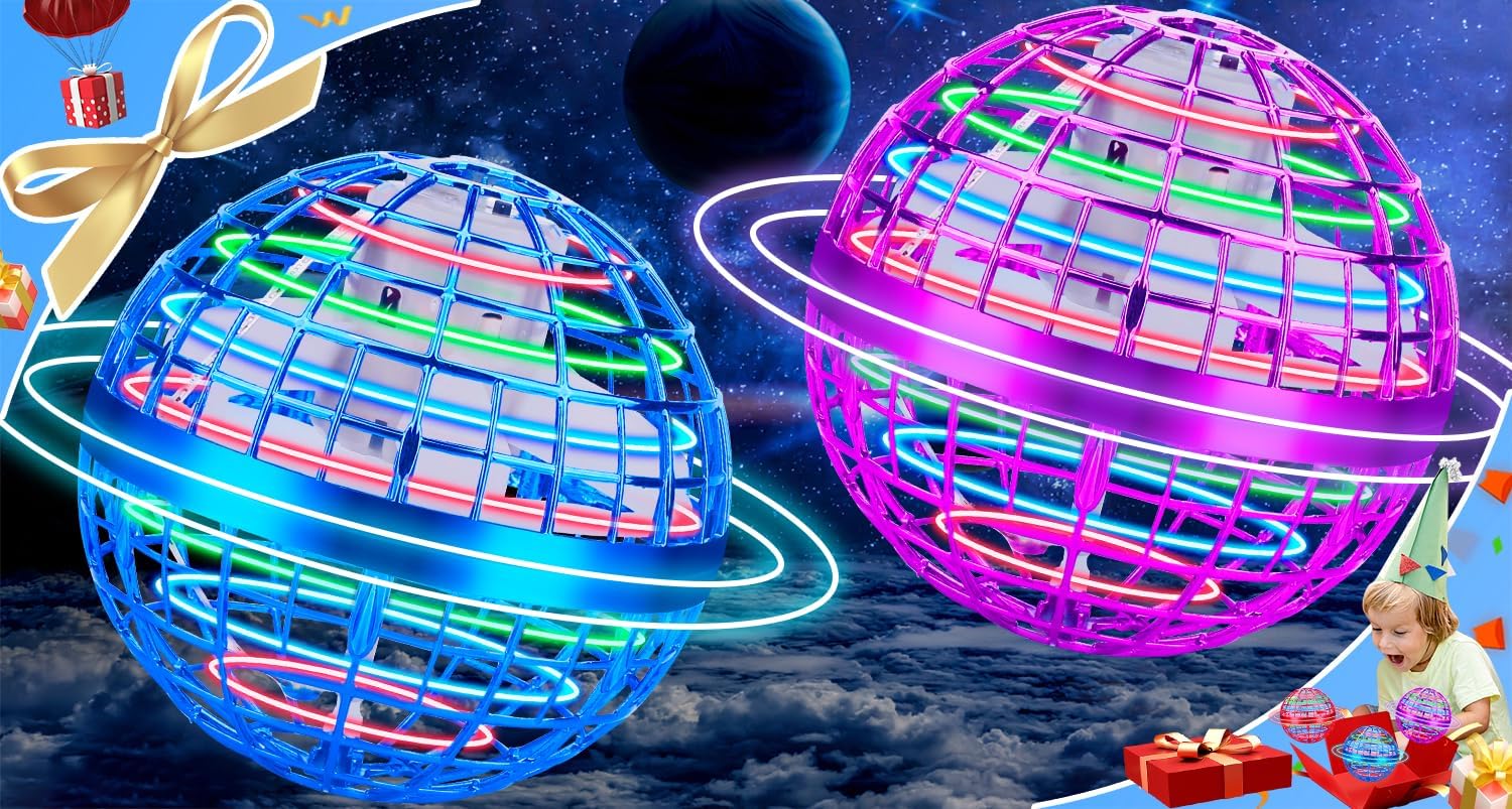 Flying Orb Ball 2 Pack,Magic Hand Controlled Mini Drone Fly Orb Hover Ball Toy,G...