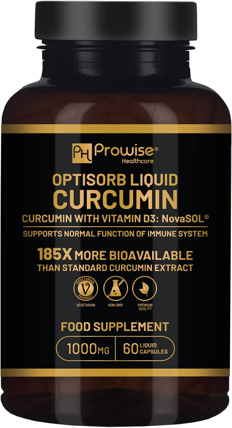 Optisorb Liquid Curcumin with Vitamin D - 60 Liqcaps | 185x Turmeric & Curcumin...