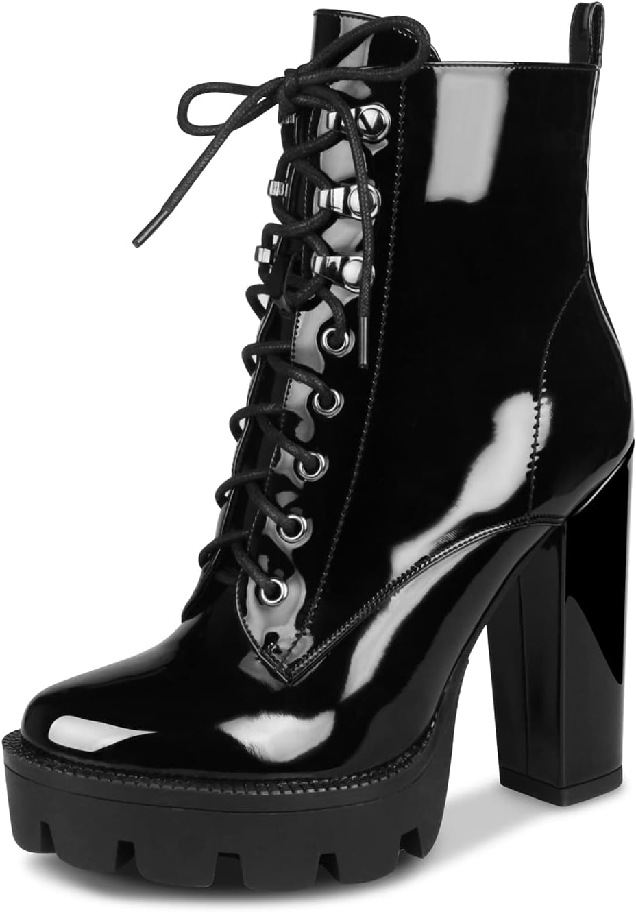 wetkiss Platform Boots for Women, Heeled Combat Boots Chunky Heel Booties Round...