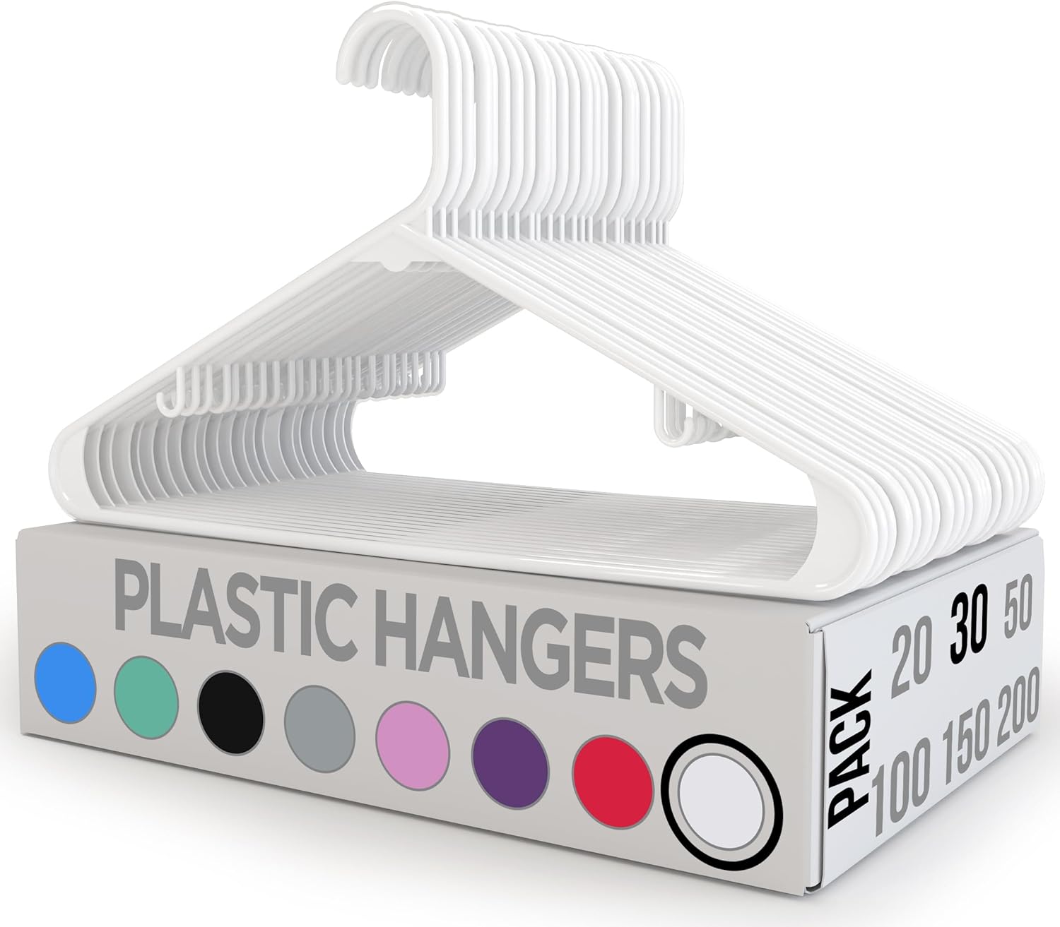 Utopia Home Plastic Hangers 30 Pack - Clothes Hanger with Hooks - Durable & Spac...