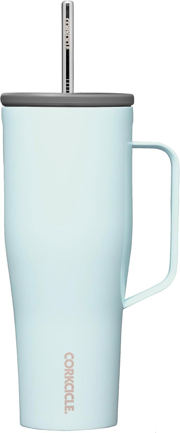 Corkcicle Cold Cup XL Insulated Tumbler with Handle, Lid, & Straw, Gloss Powder...