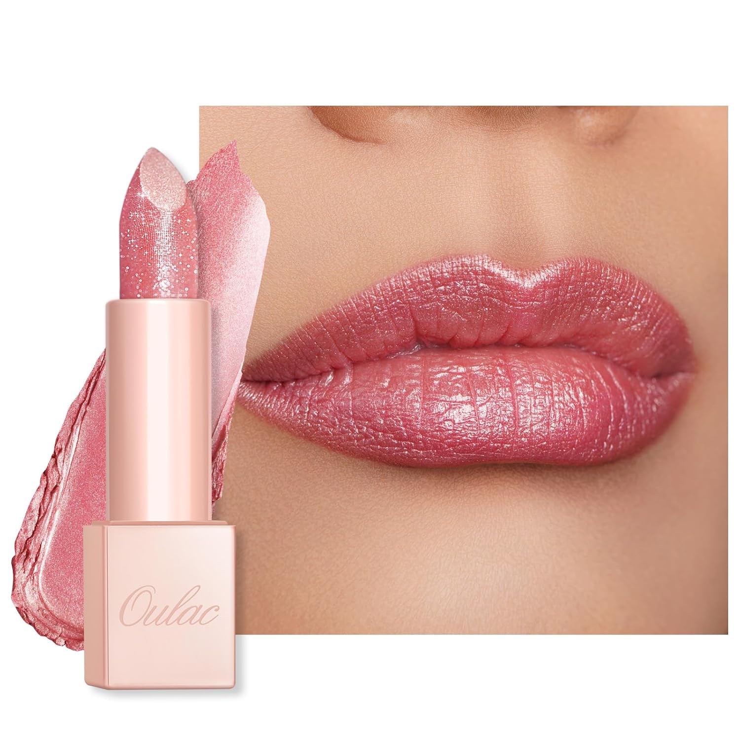 Oulac Moisturizing Pink Lipstick for Women - Tinted Lip Balm with Shimmmer, Ligh...