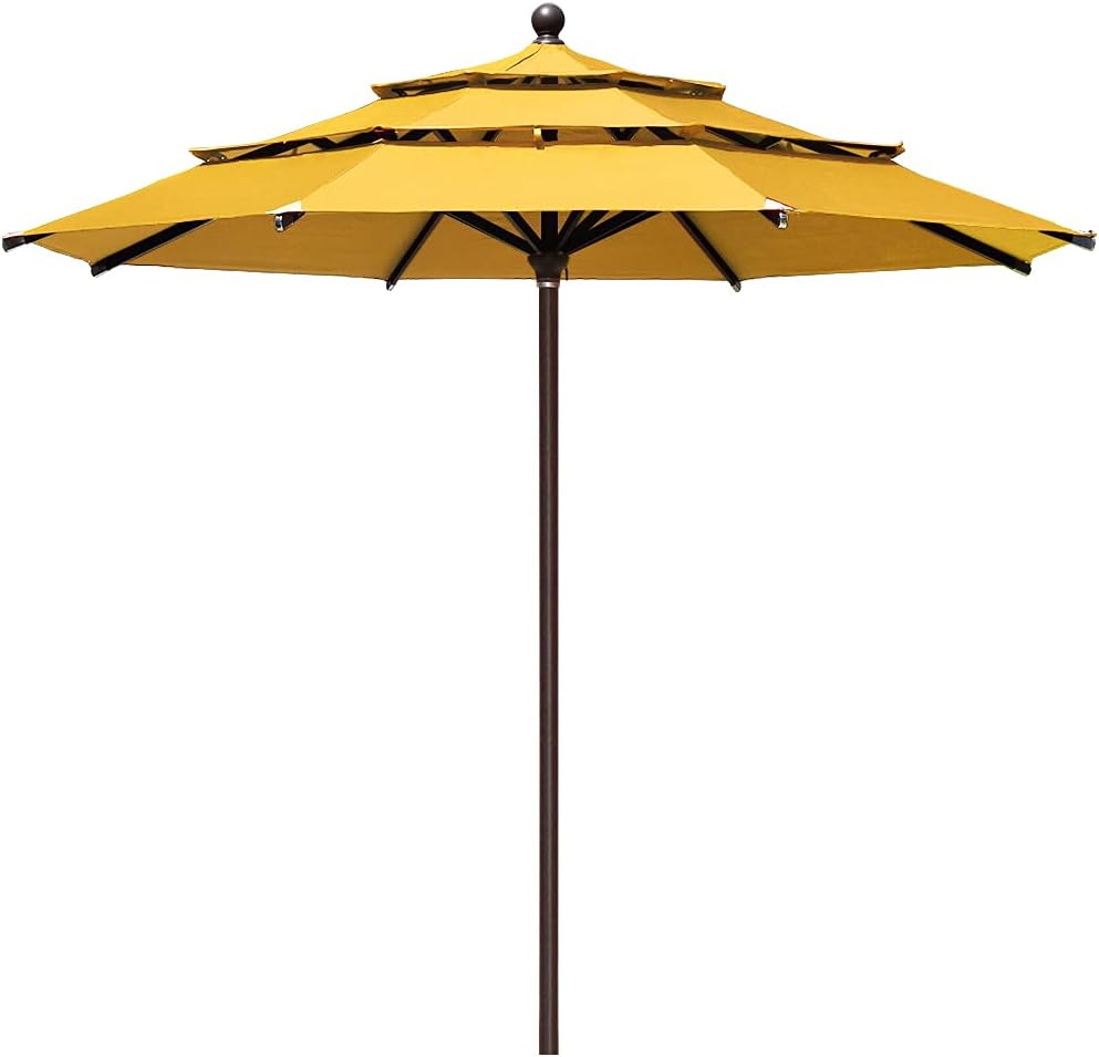 EliteShade USA 10-Year-Non-Fading 11Ft 3 Tiers Market Umbrella Patio Outdoor Cyl...