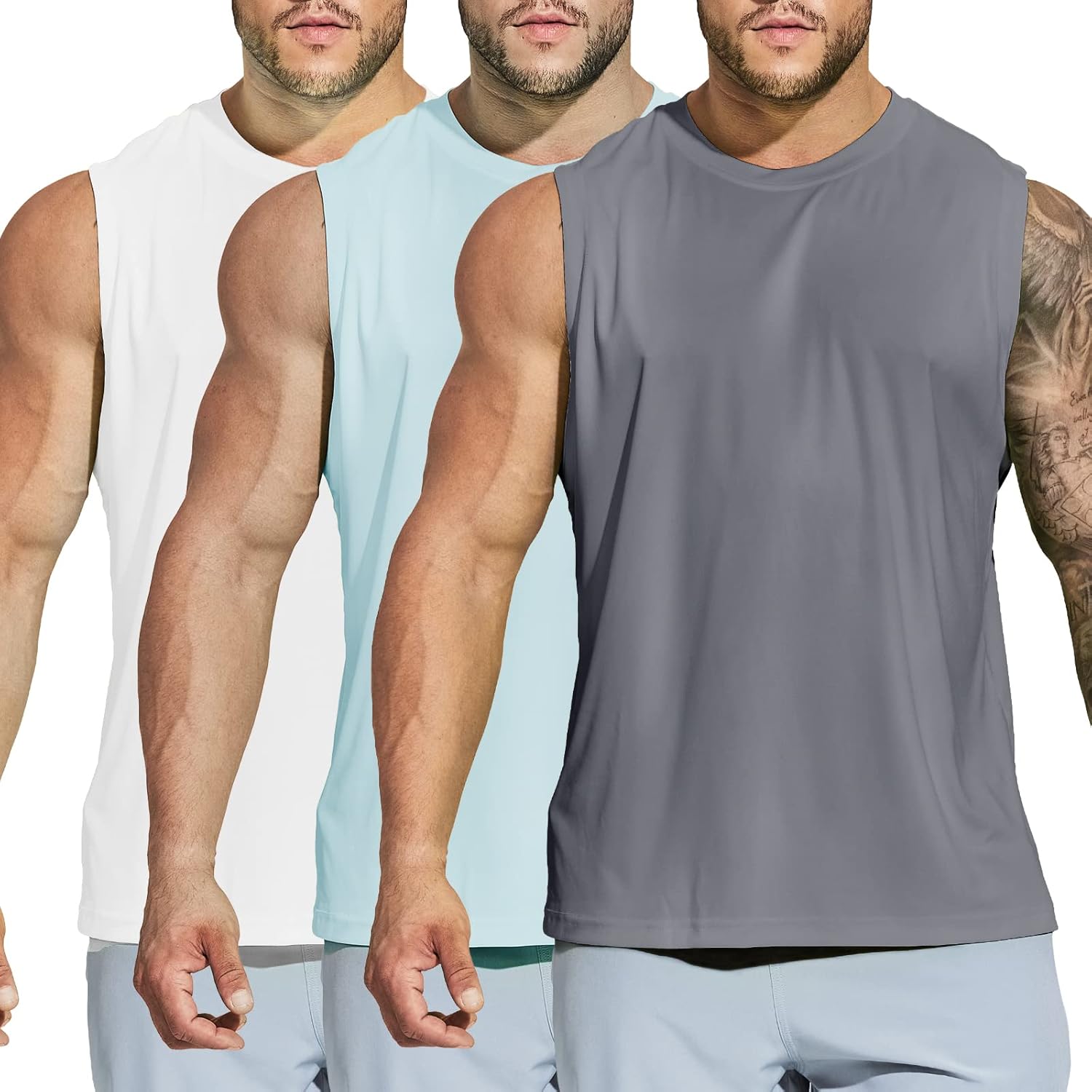 MIER Men's Workout Tank Tops UPF 50+ Swim Shirts Quick Dry Running Sleeveless UV...