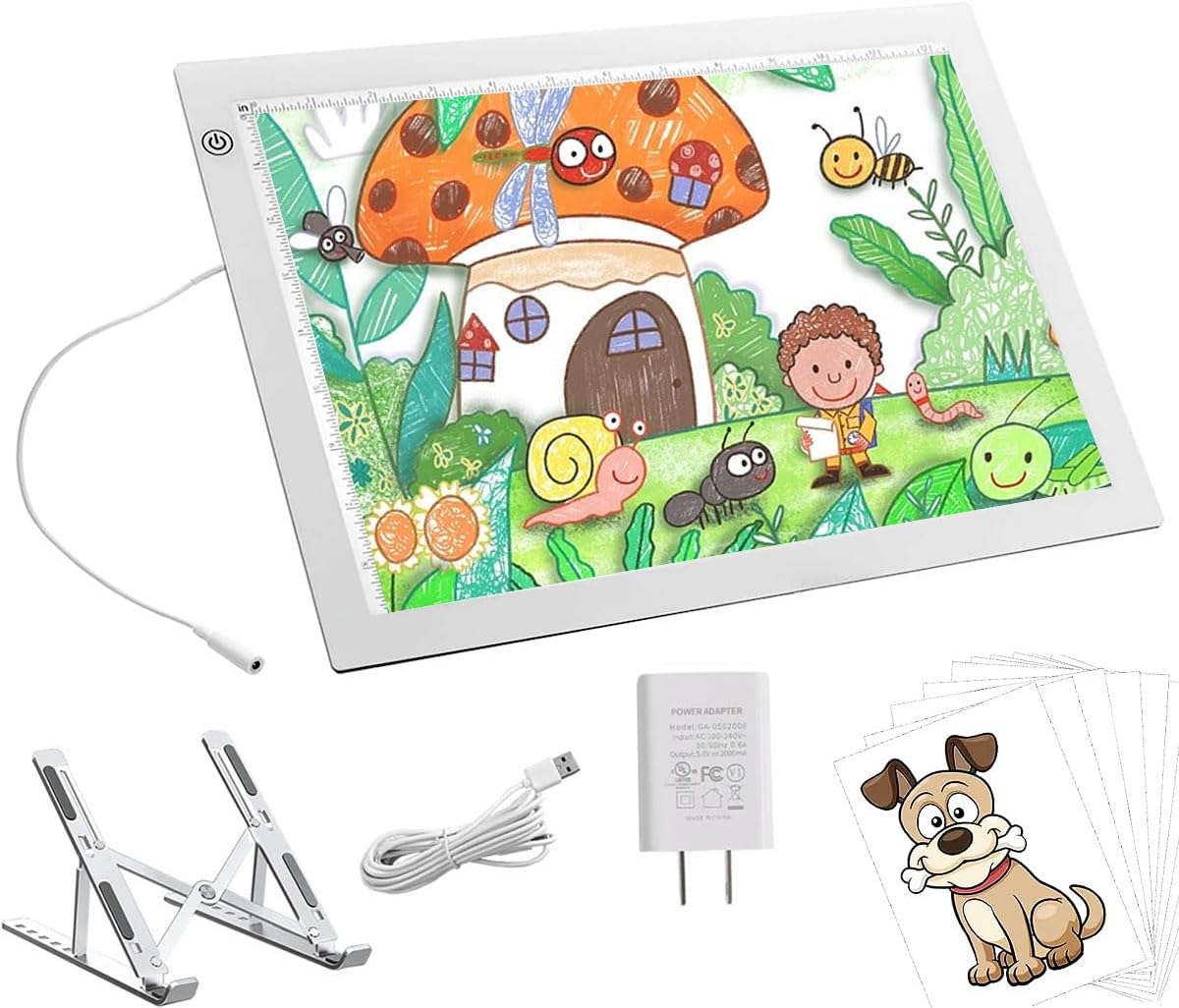 A3 LED Light Pad with Built-in Cord, 16.6 * 12.6 in, Tracing Light Box, 3-Levels...