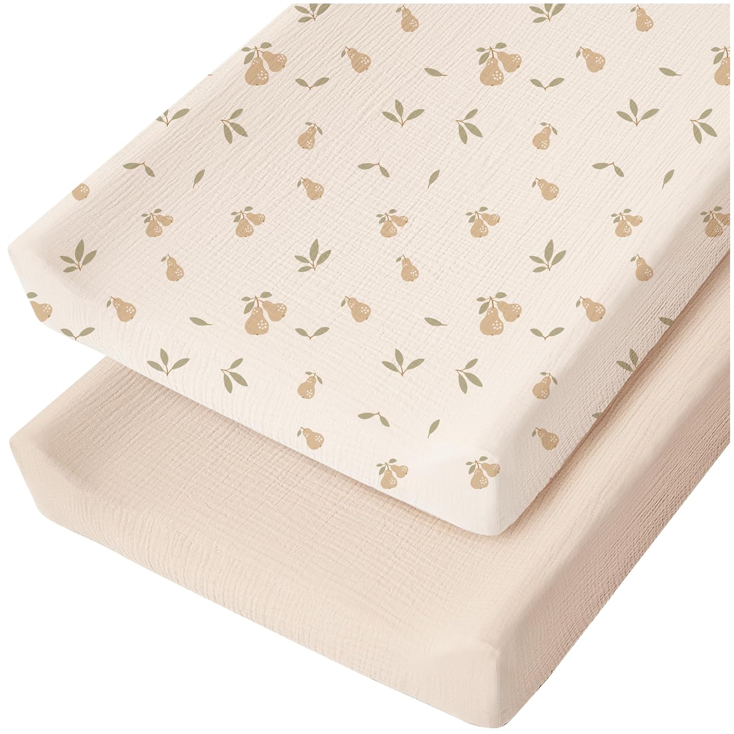 Konssy 2 Pack Muslin Changing Pad Cover for Baby Girls Boys 100% Cotton Fitted D...