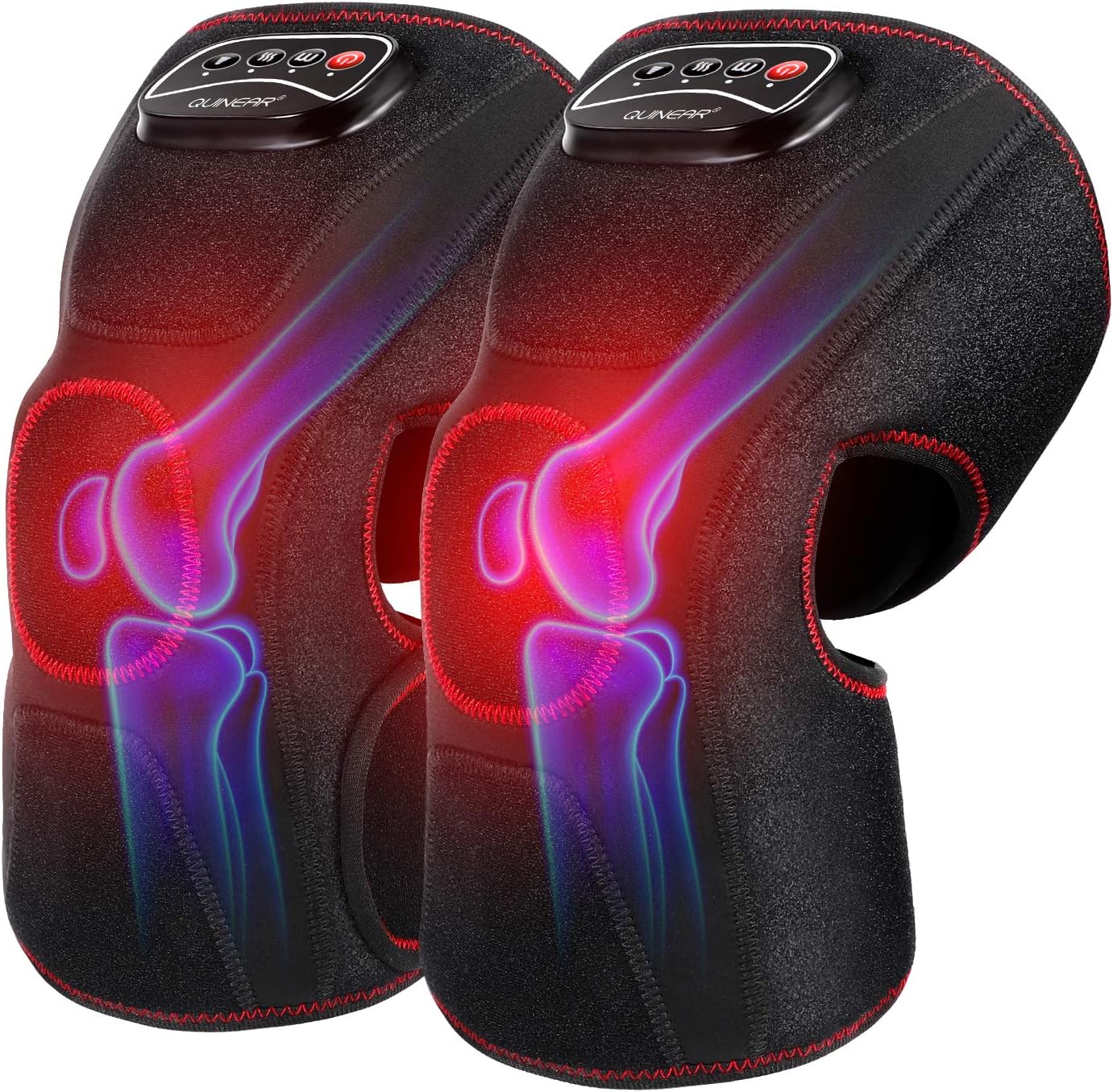 QUINEAR Knee Massager with Heat, Air Compression Leg Knee Brace Wrap for Arthrit...