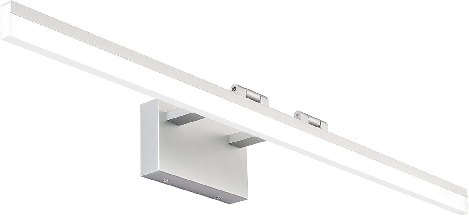 SOLFART 39.3 inch Dimmable Modern LED Vanity Light Silver Aluminum Frosted Acryl...