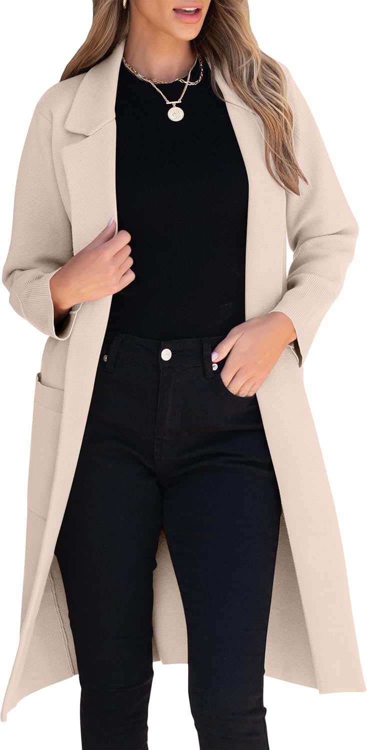 ANRABESS Women Cardigan Sweater Jackets Open Front Thick Knit Oversized Blazer C...