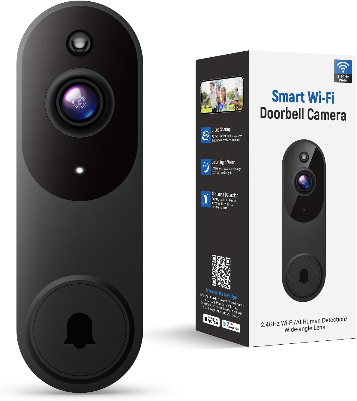 SUNNYJANE Smart Video Doorbell Camera Wireless, AI...