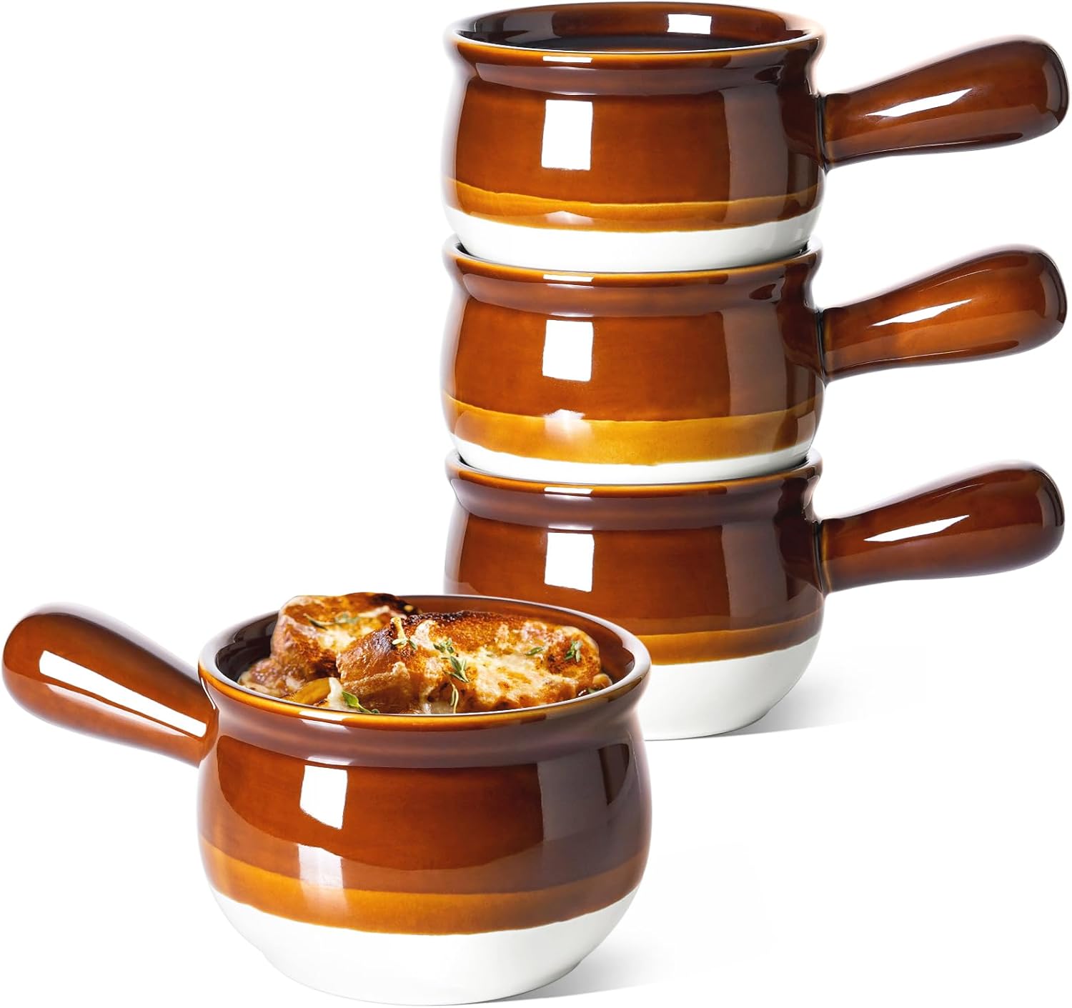LE TAUCI French Onion Soup Bowls, 16 Ounces Ceramic Soup Bowls with Handles for...