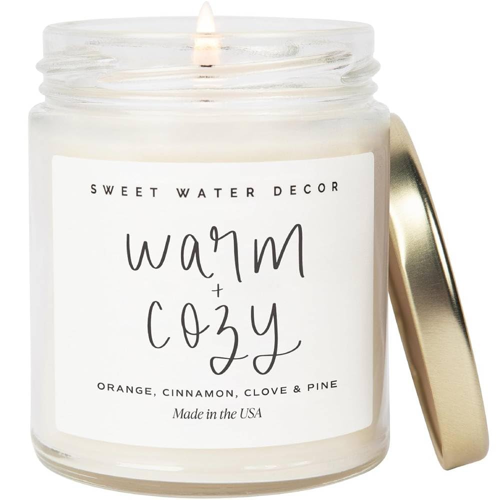 Sweet Water Decor Warm and Cozy Candle - Pine Cinnamon & Fir Winter Scented Oran...