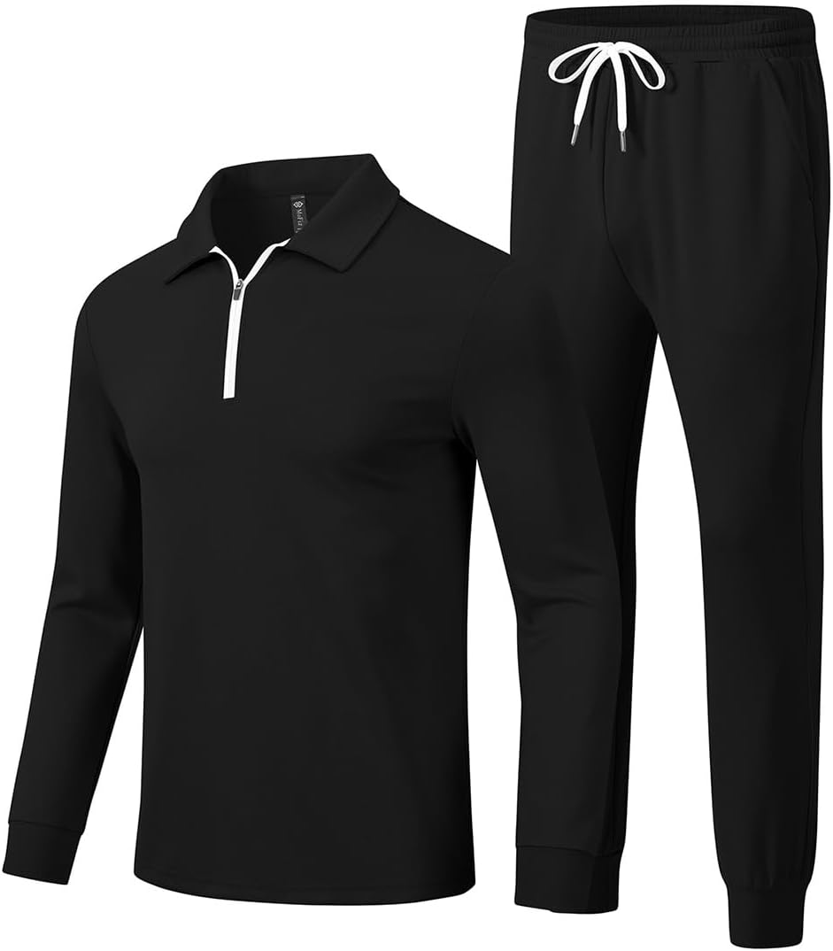 MoFiz Men's Tracksuit 2 Piece Sweatsuit Track Suit 1/4 Zip Long Sleeve Tops Jogg...