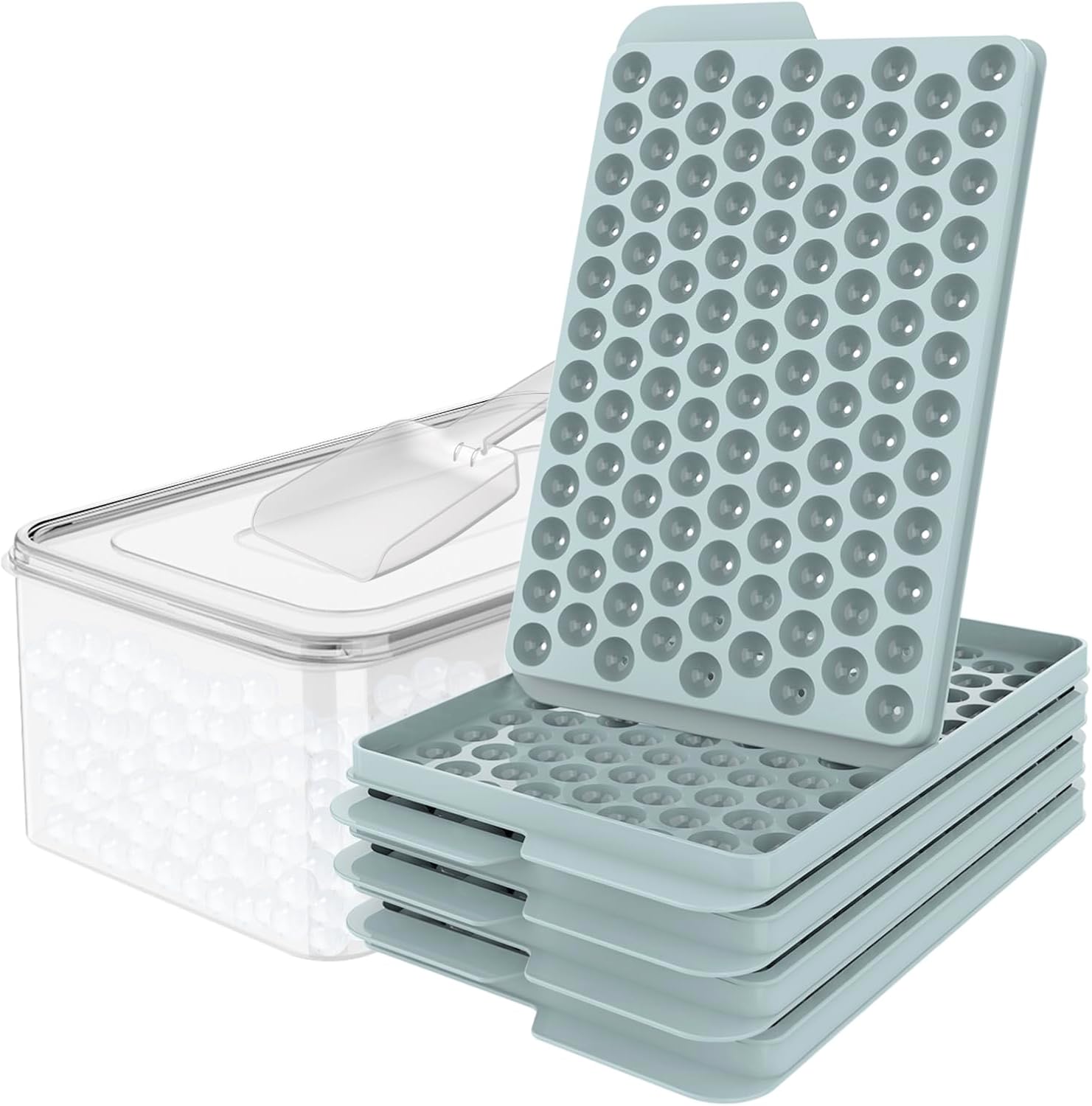 WIBIMEN Mini Ice Cube Trays, Small Tiny Round Crushed Nugget Ice Trays for Freez...