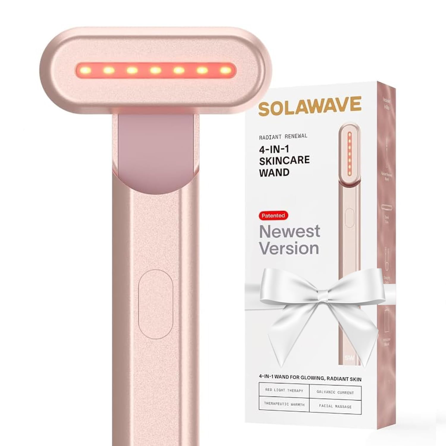 Solawave 4-in-1 Radiant Renewal Facial Wand | Red Light Therapy for Face and Nec...