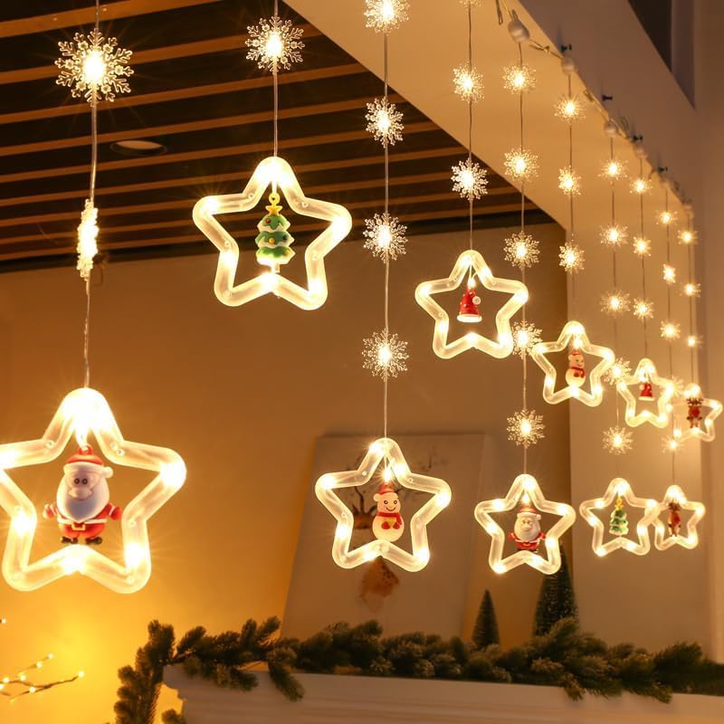 Devan Christmas Lights,3M LED String Lights with Hooks，Snowflake LED Christmas...