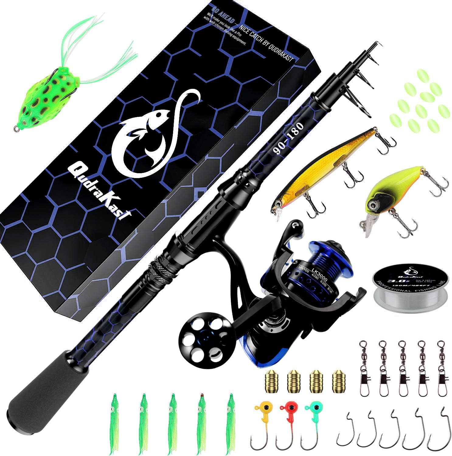 Fishing Rod and Reel Combos, Unique Design with X-Warping Painting, Carbon Fiber...