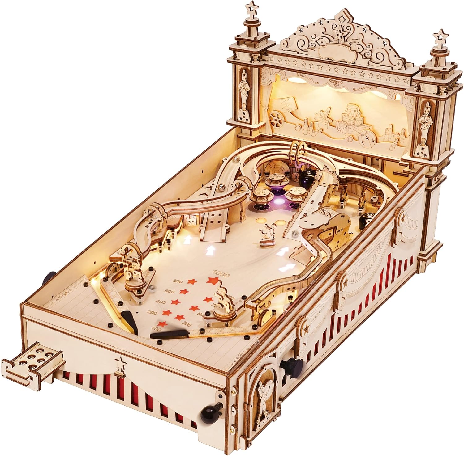 Rowood Wooden Puzzles 3D Pinball Machine Mechanical Model Wooden 3D Puzzles for...