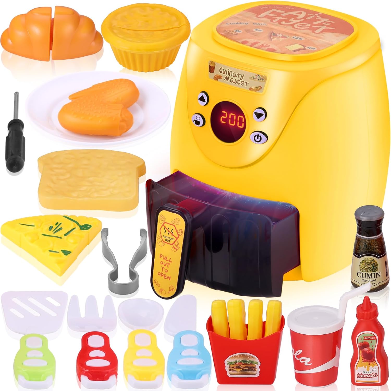 GAGAKU Kids Air Fryer with Play Food Toddler Chefs Pretend Play Food Toys Oven w...