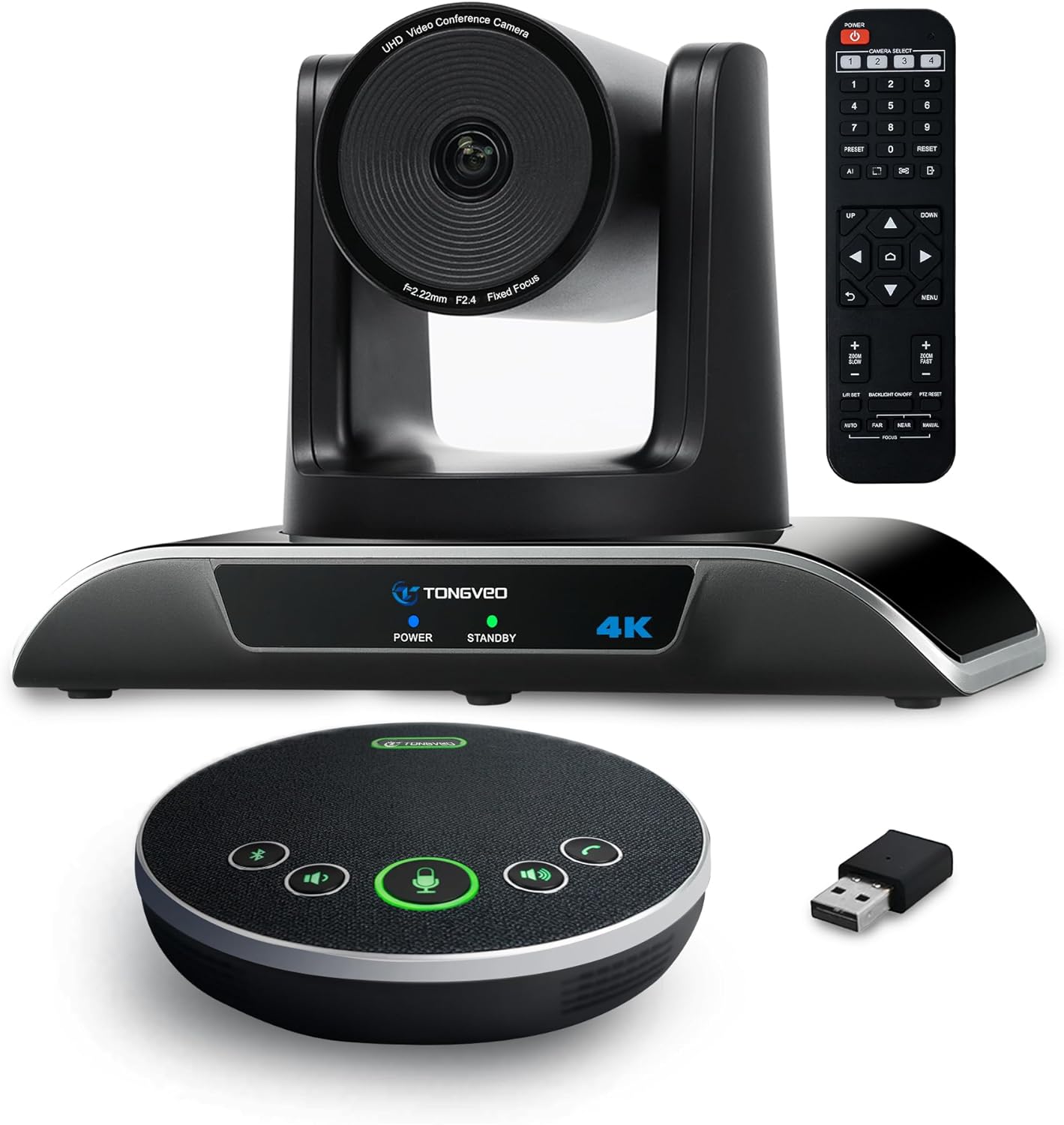 4K Conference Room Camera System, AI Auto-Tracking PTZ Camera 5X Digital Zoom wi...