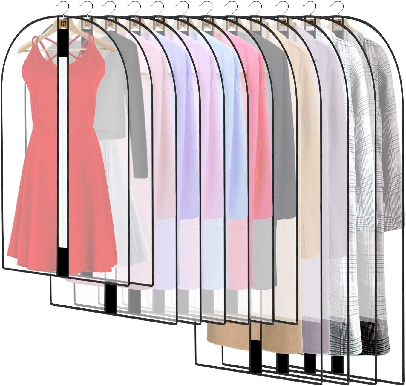 12Pack Breathable Clothes Covers with Zip, Waterproof Dustproof Garment Covers M...