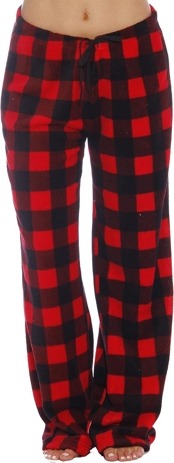 Just Love Women Plush Pajama Pants Buffalo Plaid Medium Buffalo Plaid Red