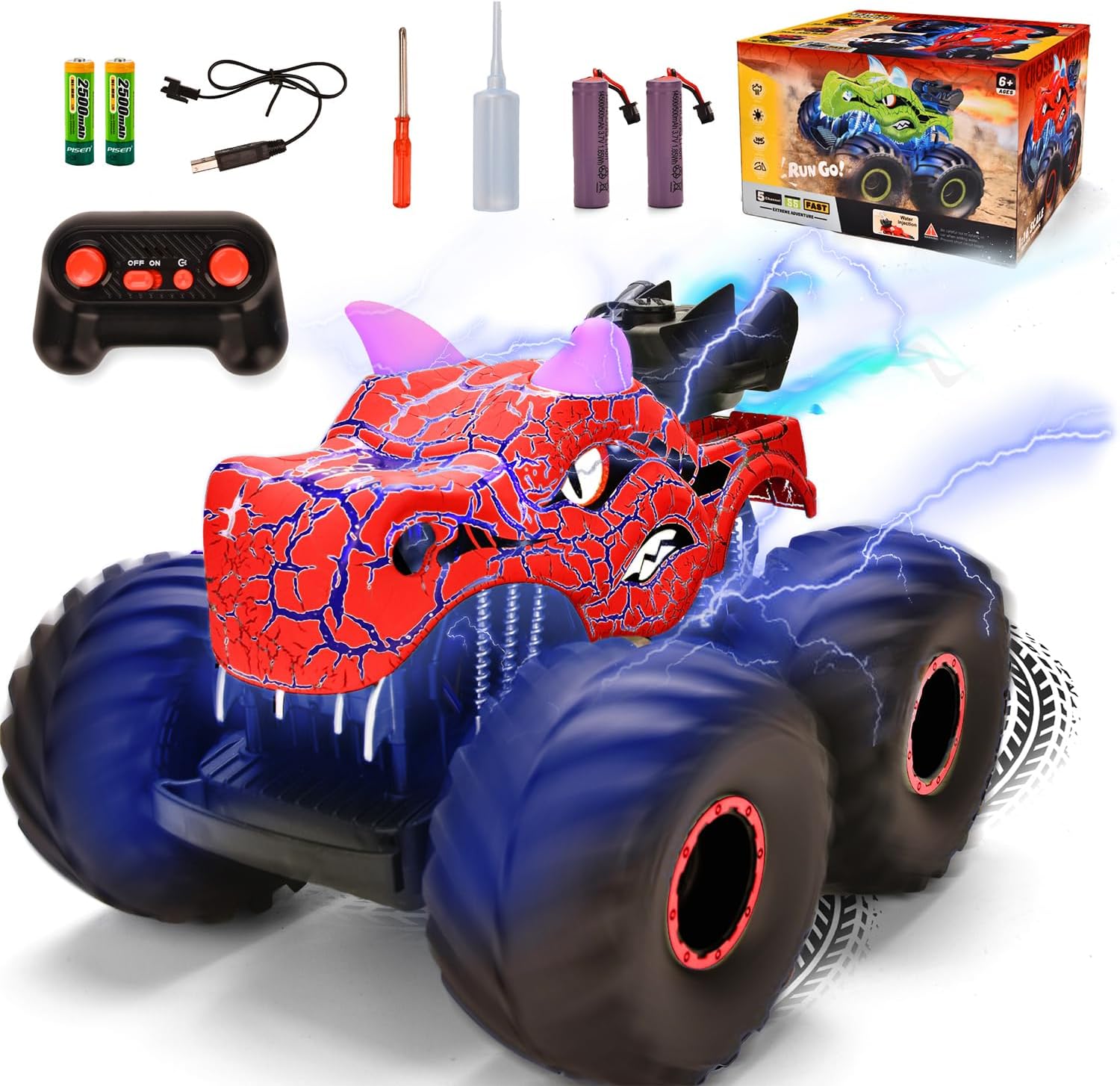 Remote Control Dinosaur Car Toys for Kid Boys, 2.4GHz RC Monster Truck Toys with...