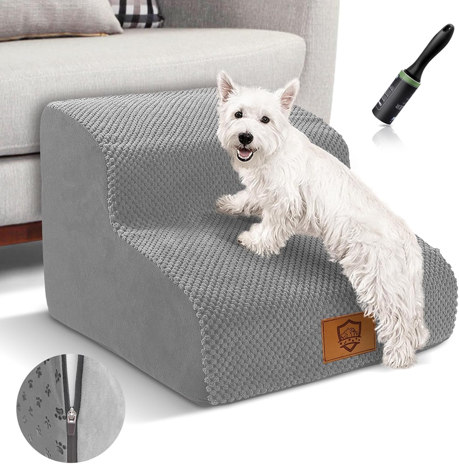 Myiosus Dog Steps for Sofa, Dog Stairs 2 Steps Waterproof Foam Pet Steps for Sma...