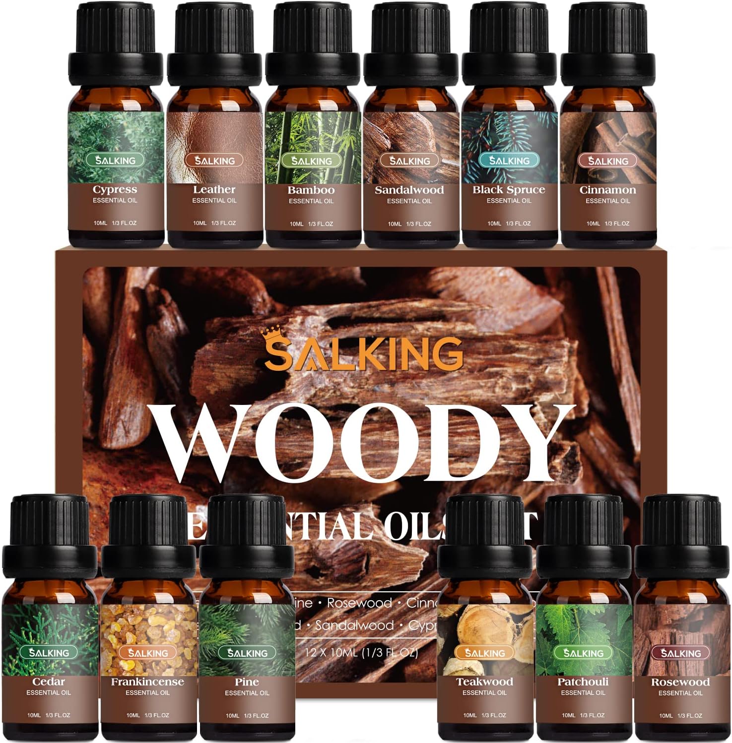 SALKING Woodsy Essential Oils Set for Men, Masculine Essential Oils, 12 x 10ml N...