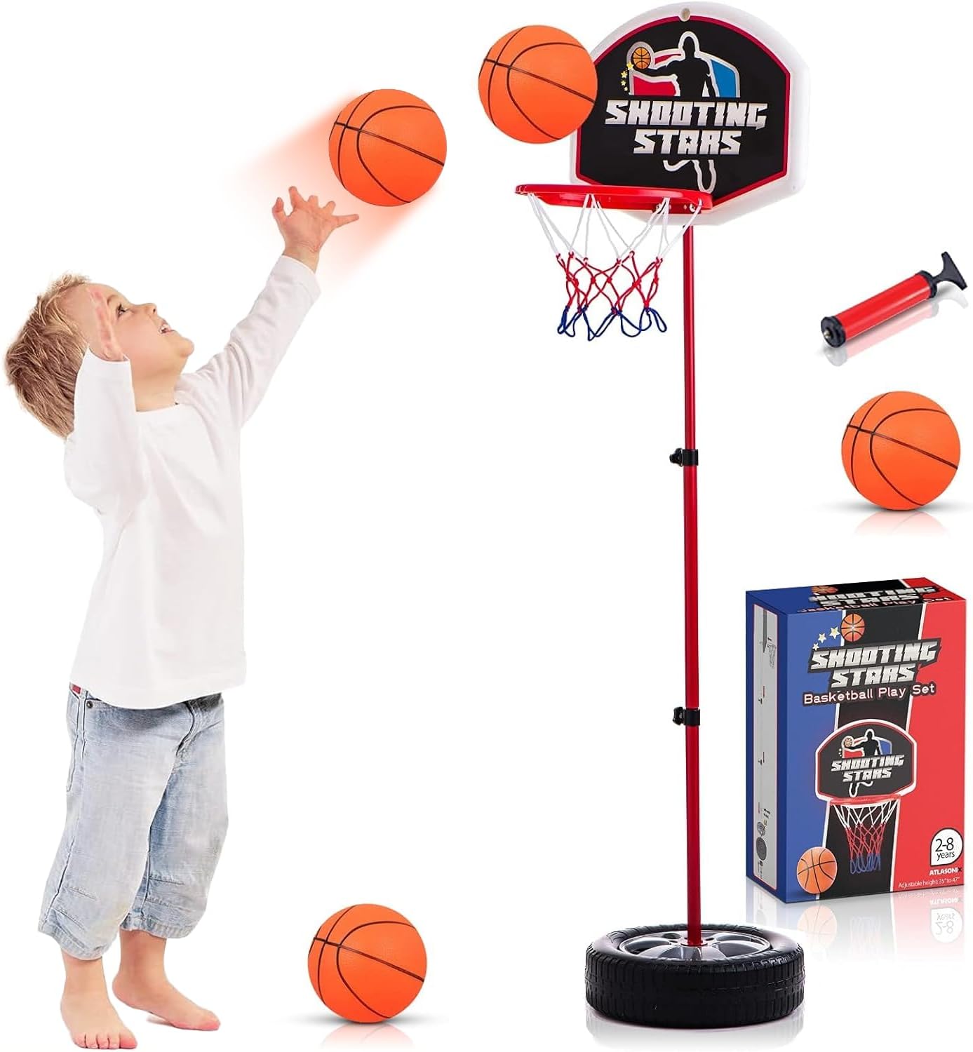 Toddler Basketball Hoop Set - Adjustable Indoor & Outdoor Mini Court - Christmas...