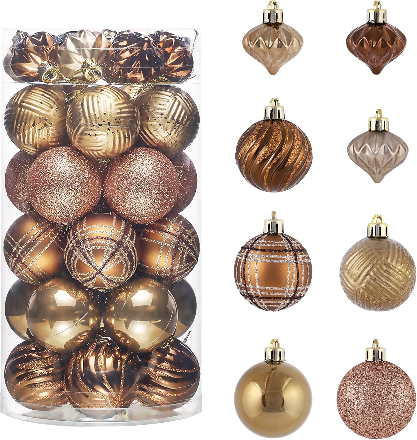 Valery Madelyn Christmas Tree Decorations Copper Baubles,35pcs 5cm Bronze Luxury...