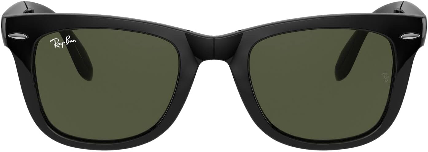 Ray-Ban RB4105 Folding Wayfarer Square Sunglasses Black/G-15 Green 50 Millimeter...