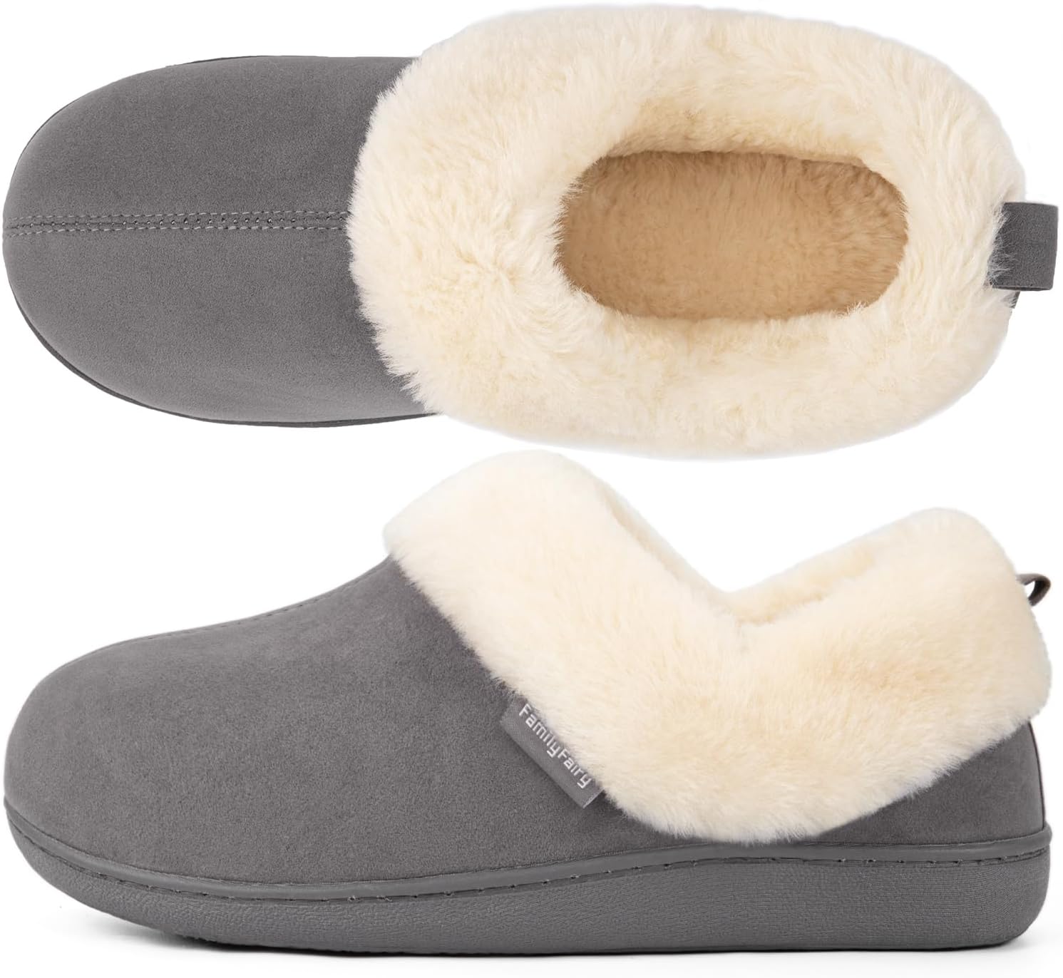 FamilyFairy Women Memory Foam Bootie Slippers, Warm Cozy Micro Suede Slipper Boo...
