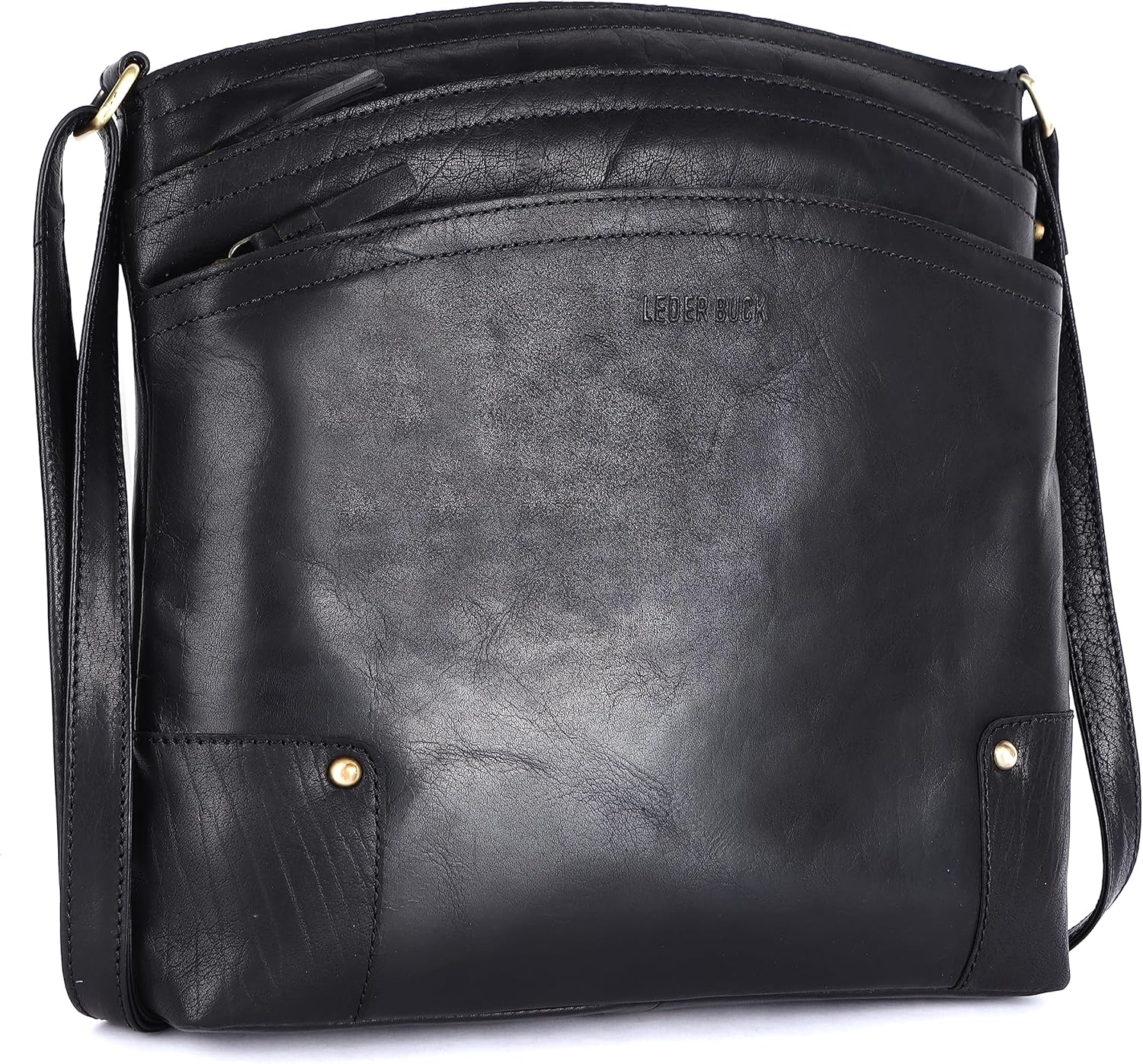 Terry Large Soft Real Leather Womens Crossbody Handbags and Purses-Triple Zip Pr...