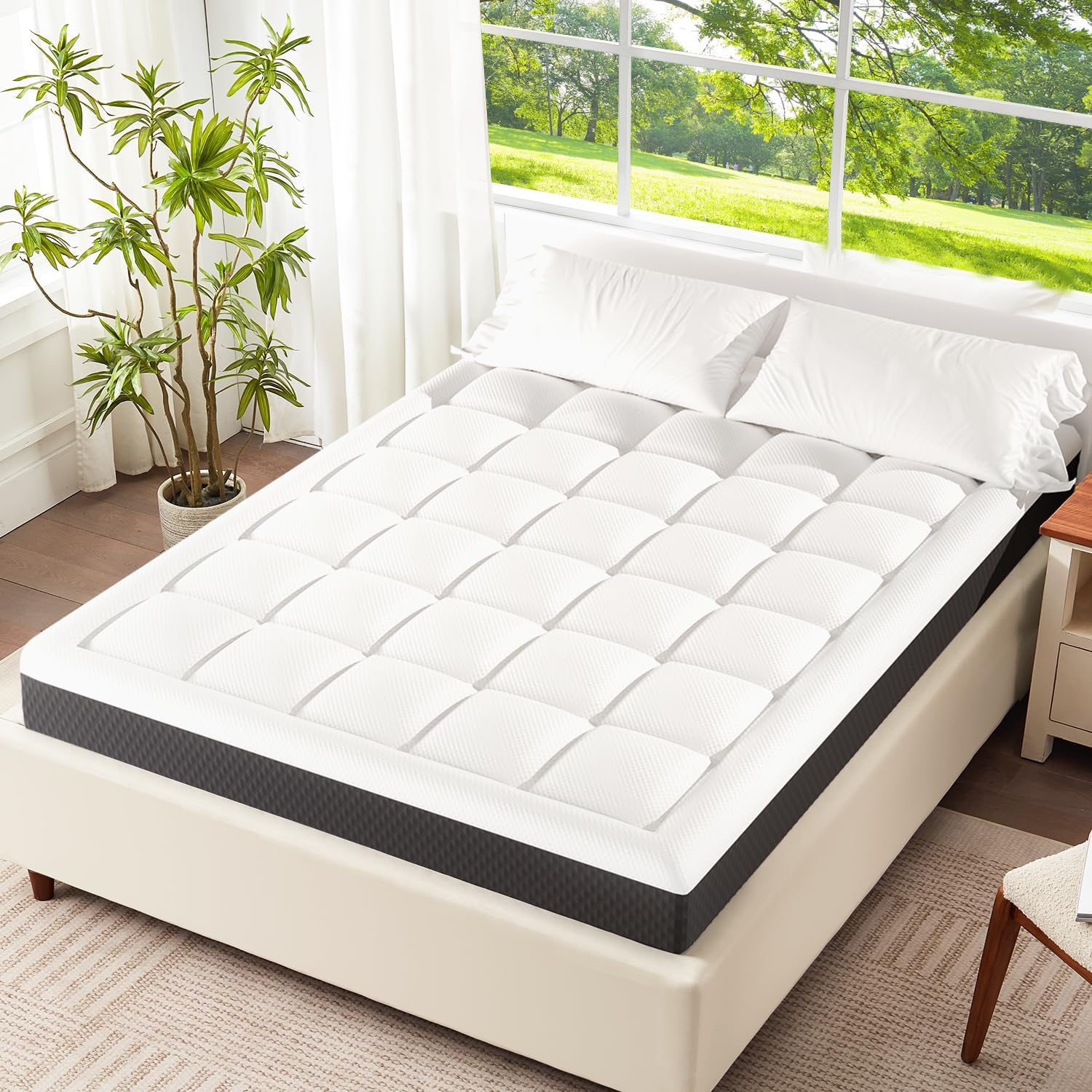 6 Inch Full Mattress Breathable Gel-Memory Foam Plus Pillowtop Mattress, Cool an...