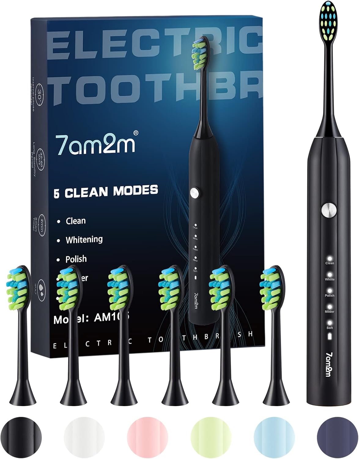 7AM2M Sonic Electric Toothbrush for Adults and Kids, One Charge for 90 Days, wit...