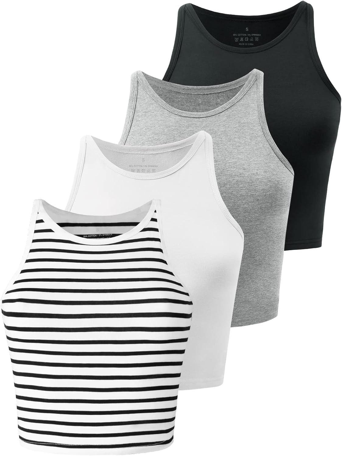 Kole Meego Crop Tops For Women Workout Cropped Tank Top High Neck Camisole Yoga...